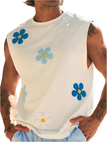 MakeMeChic Men's Crew Neck Tank Top Floral Print Sleeveless Summer Vacation Boho Shirt in Saudi Arabia