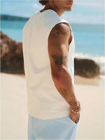MakeMeChic Men's Crew Neck Tank Top Floral Print Sleeveless Summer Vacation Boho Shirt in Saudi Arabia