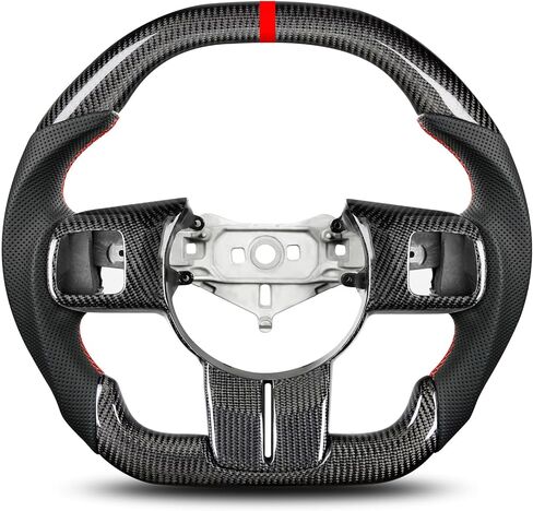 عجلة قيادة ألياف الكربون Zimablue لجيب Wrangler JL 2018-2024 ، عجلة قيادة ساخنة مع قبضة جلدية مثقبة مثقبة على شكل D متوافق مع Wrangler JL/JLU in Kuwait