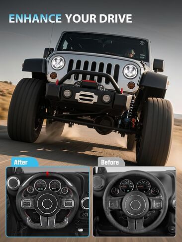 عجلة قيادة ألياف الكربون Zimablue لجيب Wrangler JL 2018-2024 ، عجلة قيادة ساخنة مع قبضة جلدية مثقبة مثقبة على شكل D متوافق مع Wrangler JL/JLU in Kuwait