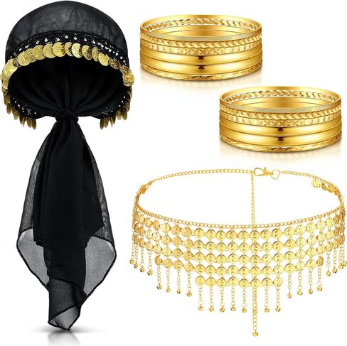Tarpop 4 PCS Gypsy Costume Women Halloween Belly Dance Association Fortune Teller Heverpiece Hip Trics Tribal Women in Saudi Arabia