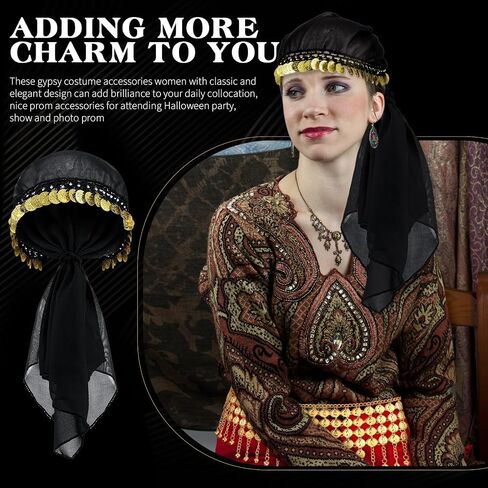 Tarpop 4 PCS Gypsy Costume Women Halloween Belly Dance Association Fortune Teller Heverpiece Hip Trics Tribal Women in Saudi Arabia