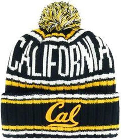 Officially Licensed Cal Berkeley Navy Cuffed Knit Pom Beanie Hat Classic Embroidered University Team Logo Blue Winter White Sports Cap in Saudi Arabia