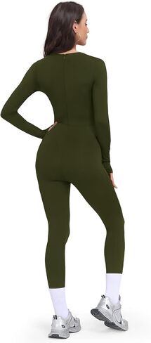 VUTRU Long Sleeve Jumpsuit for Women One Piece Fleece Romper Henley Collar Workout Bodycon Full Body Yoga Jumpsuits in Saudi Arabia
