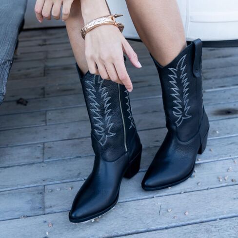 VEGAS – Women’s Western Cowboy Boots, 100% Genuine Argentine Leather, Handmade, High Calf, Black & Brown in Saudi Arabia