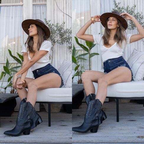 VEGAS – Women’s Western Cowboy Boots, 100% Genuine Argentine Leather, Handmade, High Calf, Black & Brown in Saudi Arabia