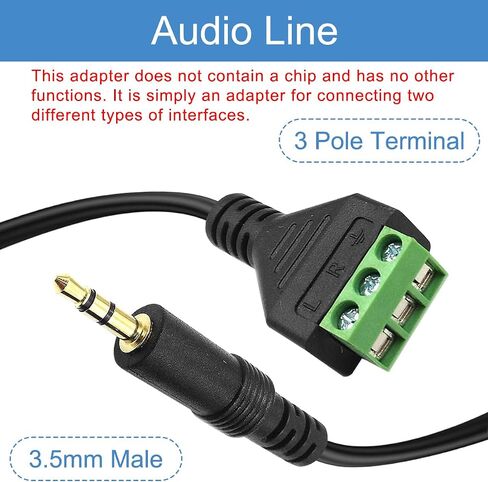 3.5mm 1/8inch Stereo Audio Male Jack to AV 3-Screw Balun Terminal Adapter Connector Cable, Speaker Wire Solderless Terminal Block Cord 30cm (3.5mm M/ 3pin), 2 PCS in Saudi Arabia