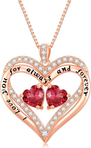 قلادة قلادة قلب أنا أحبك دائمًا وإلى الأبد 12 شهرًا قلادة من الذهب 18 كيلو وردة مطلي بالقلب المزدوج قلادة عيد الميلاد ، عيد الأم ، عيد ميلاد in Kuwait
