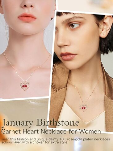 قلادة قلادة قلب أنا أحبك دائمًا وإلى الأبد 12 شهرًا قلادة من الذهب 18 كيلو وردة مطلي بالقلب المزدوج قلادة عيد الميلاد ، عيد الأم ، عيد ميلاد in Kuwait