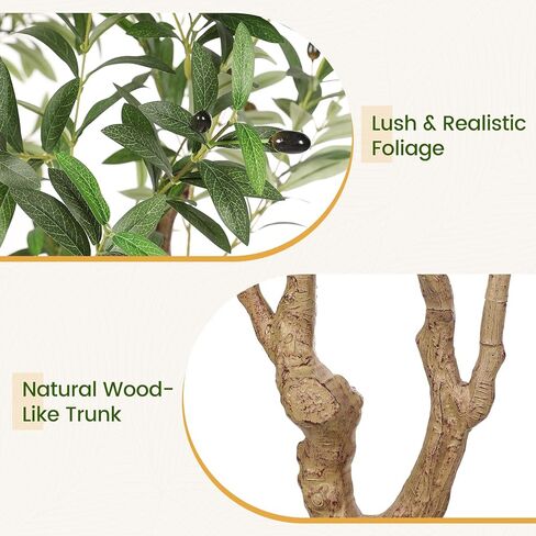 شجرة الزيتون المزيفة 7 أقدام - أشجار الزيتون الطويلة الداخلية مصطنعة مع جذع طبيعي وفواكه نابض بالحياة ، وزيادة زيتون كبيرة محفوظة بوعاء لزخارف غرفة المعيشة المكتبية المنزلية in Kuwait