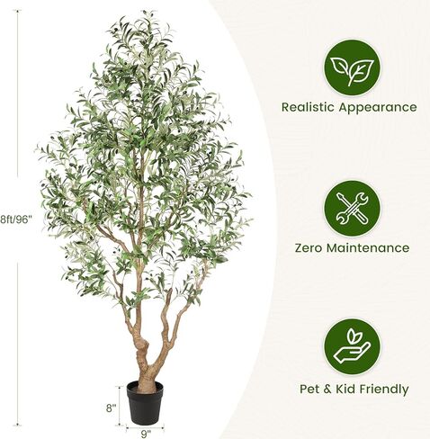 شجرة الزيتون المزيفة 7 أقدام - أشجار الزيتون الطويلة الداخلية مصطنعة مع جذع طبيعي وفواكه نابض بالحياة ، وزيادة زيتون كبيرة محفوظة بوعاء لزخارف غرفة المعيشة المكتبية المنزلية in Kuwait