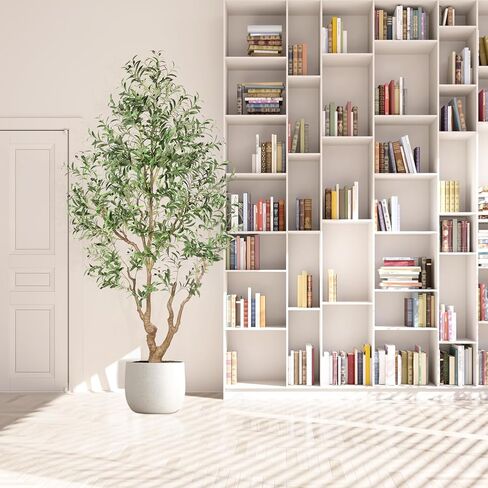 شجرة الزيتون المزيفة 7 أقدام - أشجار الزيتون الطويلة الداخلية مصطنعة مع جذع طبيعي وفواكه نابض بالحياة ، وزيادة زيتون كبيرة محفوظة بوعاء لزخارف غرفة المعيشة المكتبية المنزلية in Kuwait