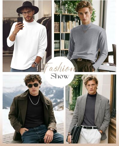 4 Pack Men's Mock Turtleneck Shirts, Long Sleeves Thermal Pullover Sweater Casual Undershirt Loose Fit Tops in Saudi Arabia