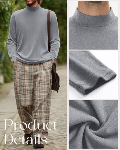 4 Pack Men's Mock Turtleneck Shirts, Long Sleeves Thermal Pullover Sweater Casual Undershirt Loose Fit Tops in Saudi Arabia