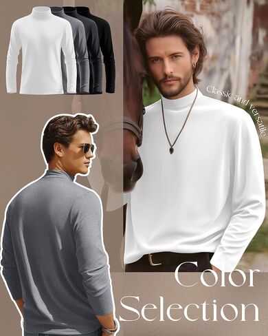 4 Pack Men's Mock Turtleneck Shirts, Long Sleeves Thermal Pullover Sweater Casual Undershirt Loose Fit Tops in Saudi Arabia