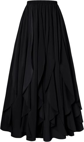 Scarlet Darkness Women's Renaissance Skirt High Waist Ruffle Flowy Fairy Maxi Skirts in Saudi Arabia