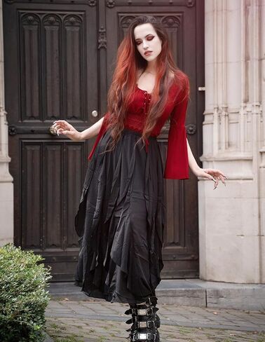 Scarlet Darkness Women's Renaissance Skirt High Waist Ruffle Flowy Fairy Maxi Skirts in Saudi Arabia