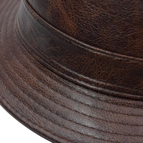 Vintage Cowhide Jazz Hats Classic Leather Fedora Hat in Saudi Arabia