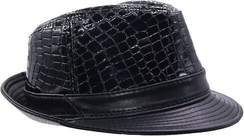 Vintage Cowhide Jazz Hats Classic Leather Fedora Hat in Kuwait