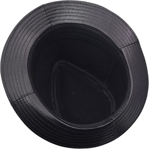 Vintage Cowhide Jazz Hats Classic Leather Fedora Hat in Kuwait