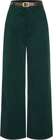 CIDER Corduroy Middle Waist Pocket Straight Leg Trousers with Belt in Saudi Arabia
