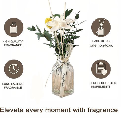 زهور مجففة من القصب من العطر المنزلي ، ناشر الحمام مع العصي ، 3.38oz الزيت الأساسي الياسمين ، لافندر معطرة ، للمنزل ، رائحة المكتب in Kuwait