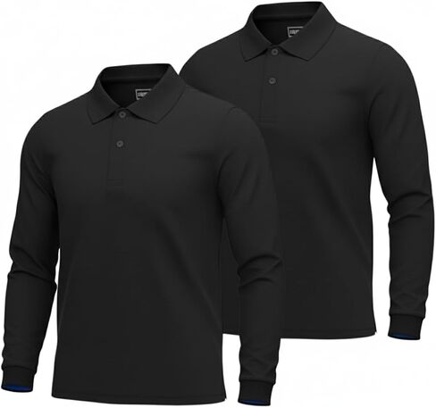 INGEAR Girls Long Sleeve Polo Shirt for School Uniform, Golf or Casual Wear, Performance Polo Shirts for Girls 2PK in Kuwait