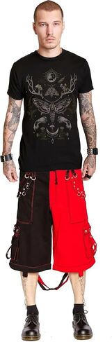 Men Bondage Trouser Punk Rock Black & Red Transformer Baggy Black Split Shorts/Rocker Cyber Goth Steampunk/Unisex Shorts in Saudi Arabia