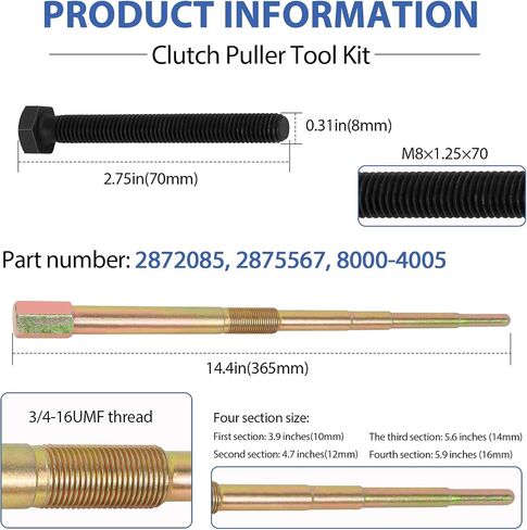 Professional Clutch Puller Tool Set of 13 Sizes Models and Sizes Fit for Golf Cart, Kawasaki Mule, Arctic Cat ZR, Can-Am Maverick X3, Polaris RZR & Removal Clutch Alignment Puller Tools Kit Set in Saudi Arabia