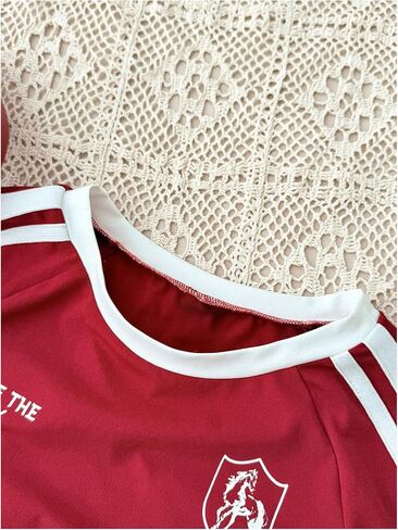 Verdusa Girl's Active Jersey Shirts Raglan Sleeve Graphic Tees Summer Striped Going Out Tops in Saudi Arabia