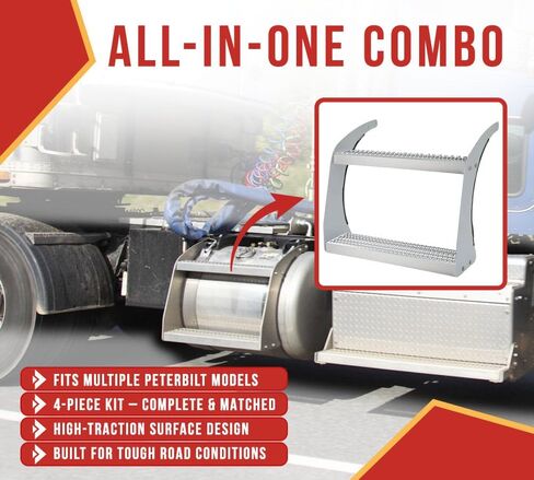MyTee Products Top & Bowtr Tank Step مع قوس يناسب خزان الوقود 23 بوصة ، ويحل محل شاحنات Peterbilt in Saudi Arabia