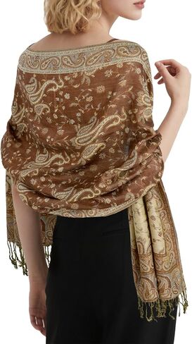 E-Clover Pashmina Shawl Wraps for Women Evening Dresses Elegant Soft Rave Scarf Festival Reversible Men Scarves in Kuwait