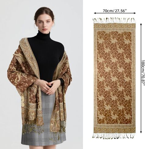 E-Clover Pashmina Shawl Wraps for Women Evening Dresses Elegant Soft Rave Scarf Festival Reversible Men Scarves in Kuwait