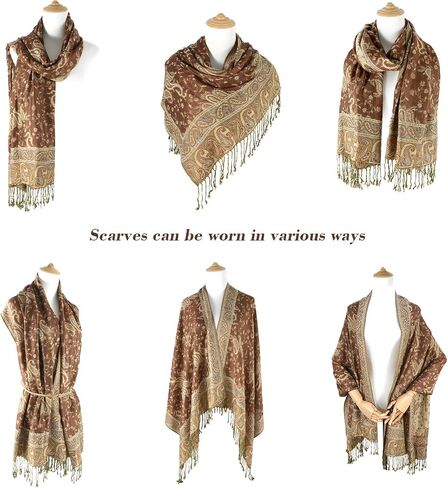 E-Clover Pashmina Shawl Wraps for Women Evening Dresses Elegant Soft Rave Scarf Festival Reversible Men Scarves in Kuwait