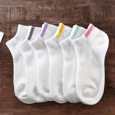 6 Pairs Low-Cut Sports Ankle Socks - Lightweight & Comfortable Women’s Hosiery for Active Wear - Colorful Stripes in Saudi Arabia