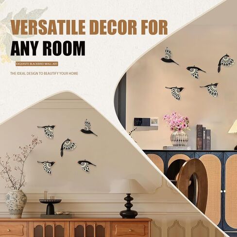 Handmade Wooden Flying Birds Wall Decor Set of 5 - Rustic Scandinavian Folk Art for Living Room, Bedroom, Kitchen, Office - Natural Lightweight Hanging Sculpture in Saudi Arabia