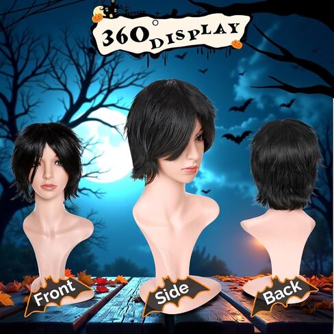 Long Black Braided Wig With Bangs Wed, Black Wig for Party Costume Halloween Cosplays, Halloween costumes for Women in Saudi Arabia
