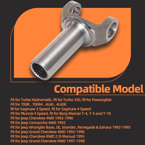 (2-3-6081X) Transmission Slip Yoke 1310 Series + (5-153X) U-Joint Kit, Compatible with GM Turbo 350 TH350 700R4, 26/27 Spines in Saudi Arabia