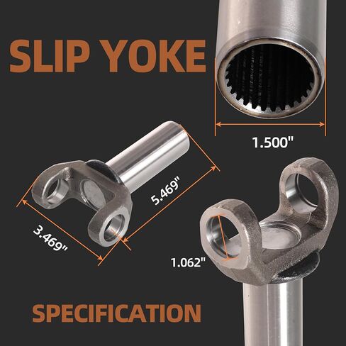 (2-3-6081X) Transmission Slip Yoke 1310 Series + (5-153X) U-Joint Kit, Compatible with GM Turbo 350 TH350 700R4, 26/27 Spines in Saudi Arabia