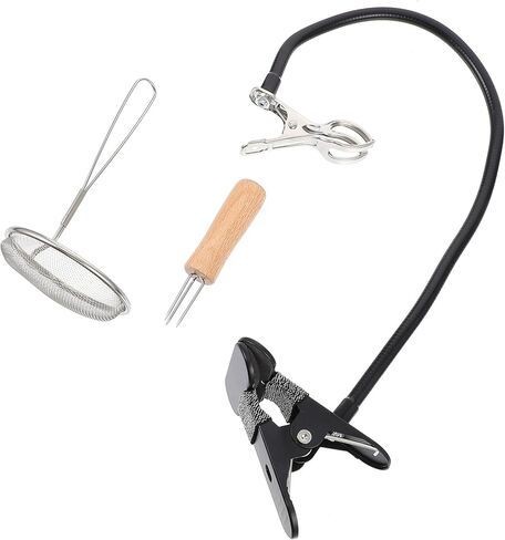 Moxa Stick Holder Set with Adjustable Stand, Dustproof Net, and Three-Needle Tool, Stainless Steel Moxibustions Stand for Use, Random Color in Saudi Arabia