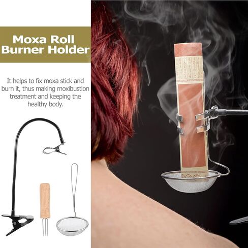 Moxa Stick Holder Set with Adjustable Stand, Dustproof Net, and Three-Needle Tool, Stainless Steel Moxibustions Stand for Use, Random Color in Saudi Arabia