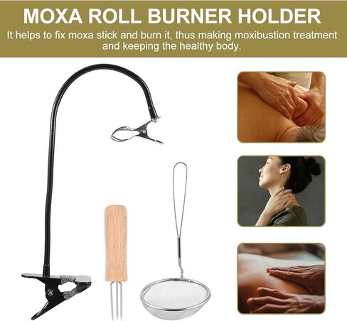 Moxa Stick Holder Set with Adjustable Stand, Dustproof Net, and Three-Needle Tool, Stainless Steel Moxibustions Stand for Use, Random Color in Saudi Arabia