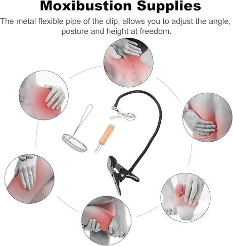 Moxa Stick Holder Set with Adjustable Stand, Dustproof Net, and Three-Needle Tool, Stainless Steel Moxibustions Stand for Use, Random Color in Saudi Arabia