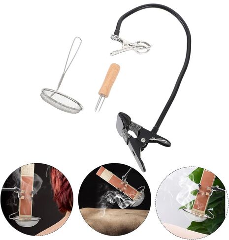 Moxa Stick Holder Set with Adjustable Stand, Dustproof Net, and Three-Needle Tool, Stainless Steel Moxibustions Stand for Use, Random Color in Saudi Arabia