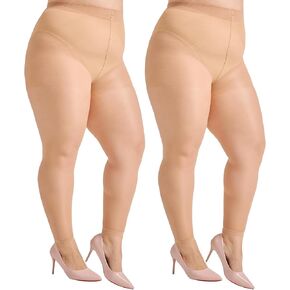 2 Pairs Plus Size Body Shaping Footless Sheer Tights For Women, 40D High Waist Tummy Control Pantyhose Stockings in Saudi Arabia