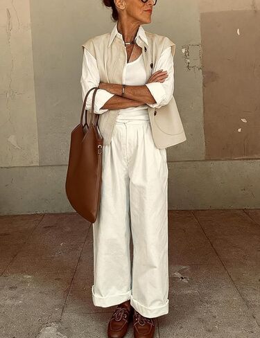 Watashi Women Vest Casual Button Up Stand Collar Lightweight Cargo Waistcoat Sleeveless Blazer Jacket Fall Cardigan Tops in Saudi Arabia