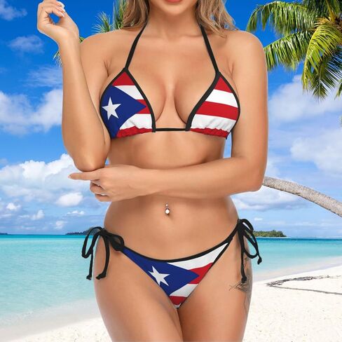 Puerto Rico Flag Bikini Women Two Piece Swimsuit Sexy Swimwear Halter String Triangle Bikini Sets in Saudi Arabia