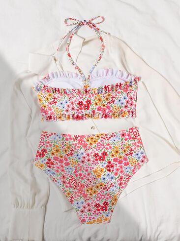 Women's Bandeau High Waisted Bikini Sets-2 Piece Swimsuit with Full Coverage Bottom Cute Bathing Suit in Kuwait