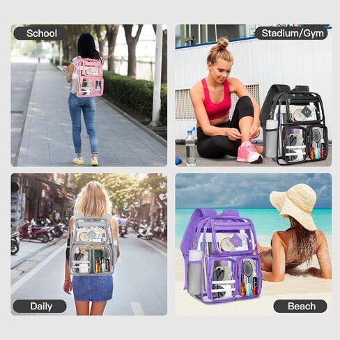 Kids' Backpacks,Transparent Backpack, with Water-Resistant PVC Plastic Material and Ruggedly Reinforced Shoulder Straps, Clear (Black) in Saudi Arabia