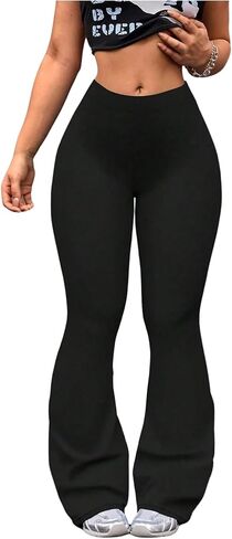 Women's High Waisted Flare Leggings Sports Yoga Flared Pants Bell Bottom Trousers in Saudi Arabia